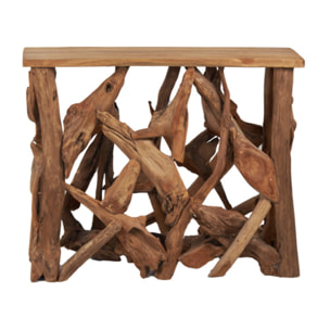 Console rectangulaire L. 98 cm en bois de teck avec plateau – BERLIOZ