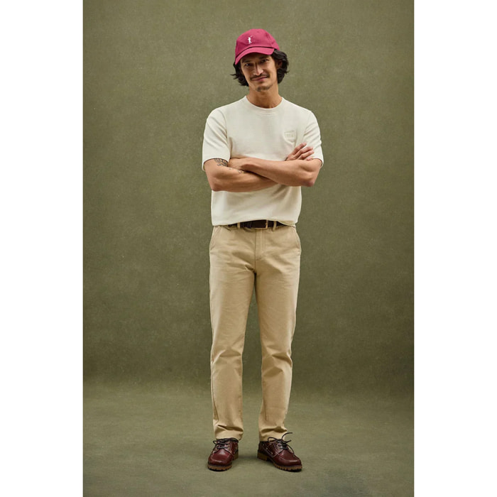 Maglietta ecrù con microstruttura e toppa Polo Club