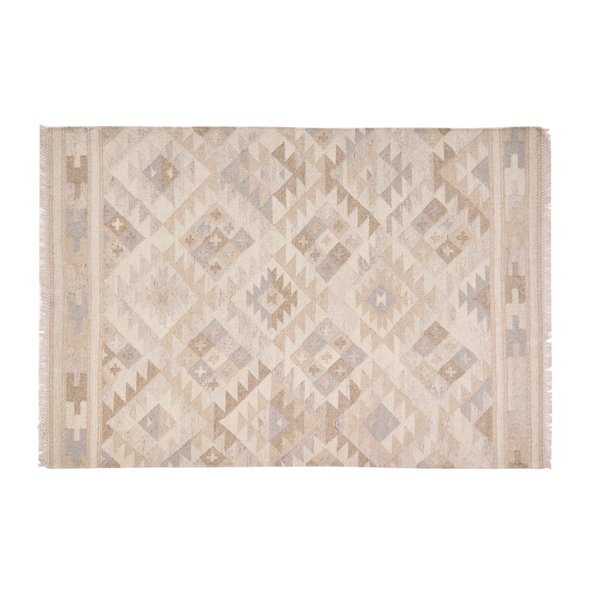 Tapis berbère beige à motifs en laine et coton 160 x 230 cm MAKAÏ