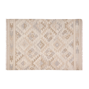 Tapis berbère beige à motifs en laine et coton 160 x 230 cm MAKAÏ