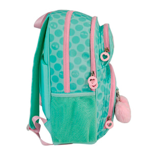 Mochila Primaria Blin Blin Kiss Me con doble compartimento adaptable a carro.