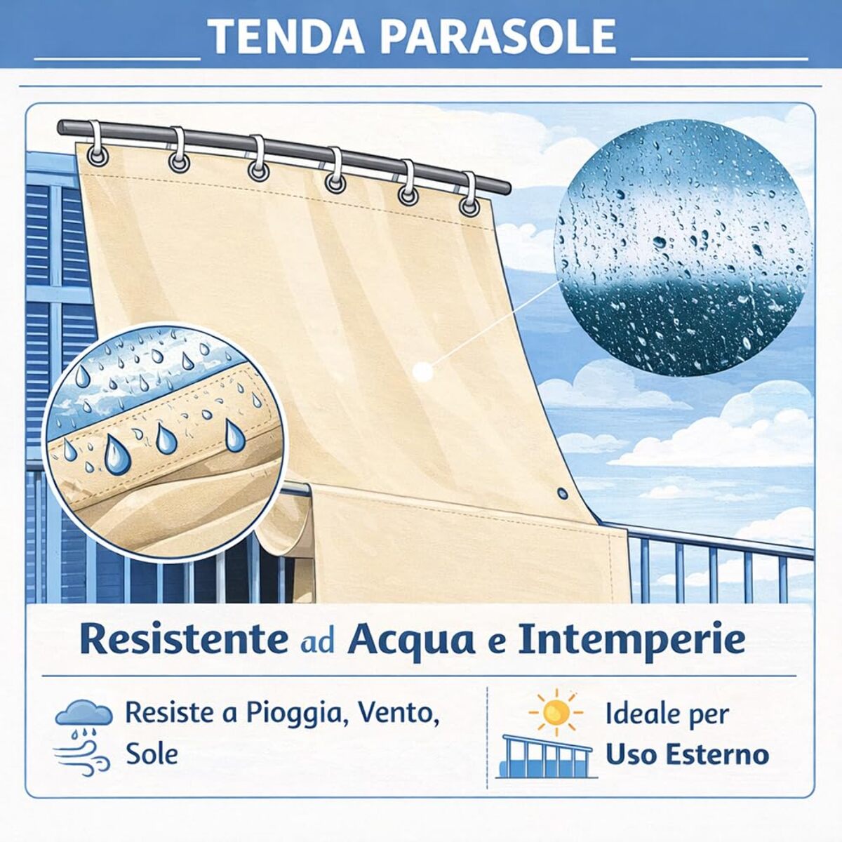 Intrecci Tenda da Sole per Esterno Impermeabile a Caduta con Occhielli Antracite