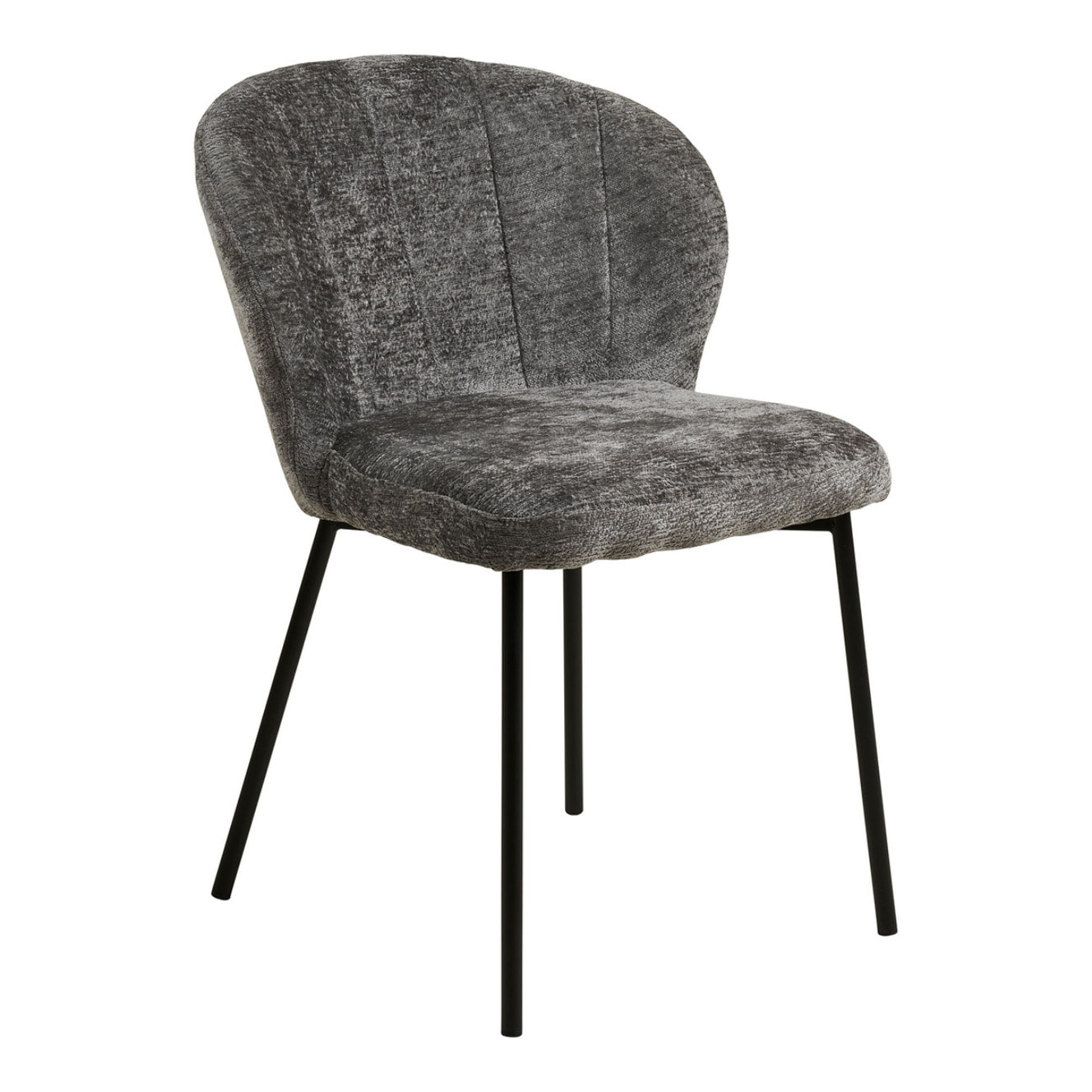 Set 2 sedie da pranzo Roanne in tessuto grigio gambe nere