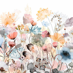 Papier peint panoramique Jardin Flottant  et  Fleurs Pastel  Intissé