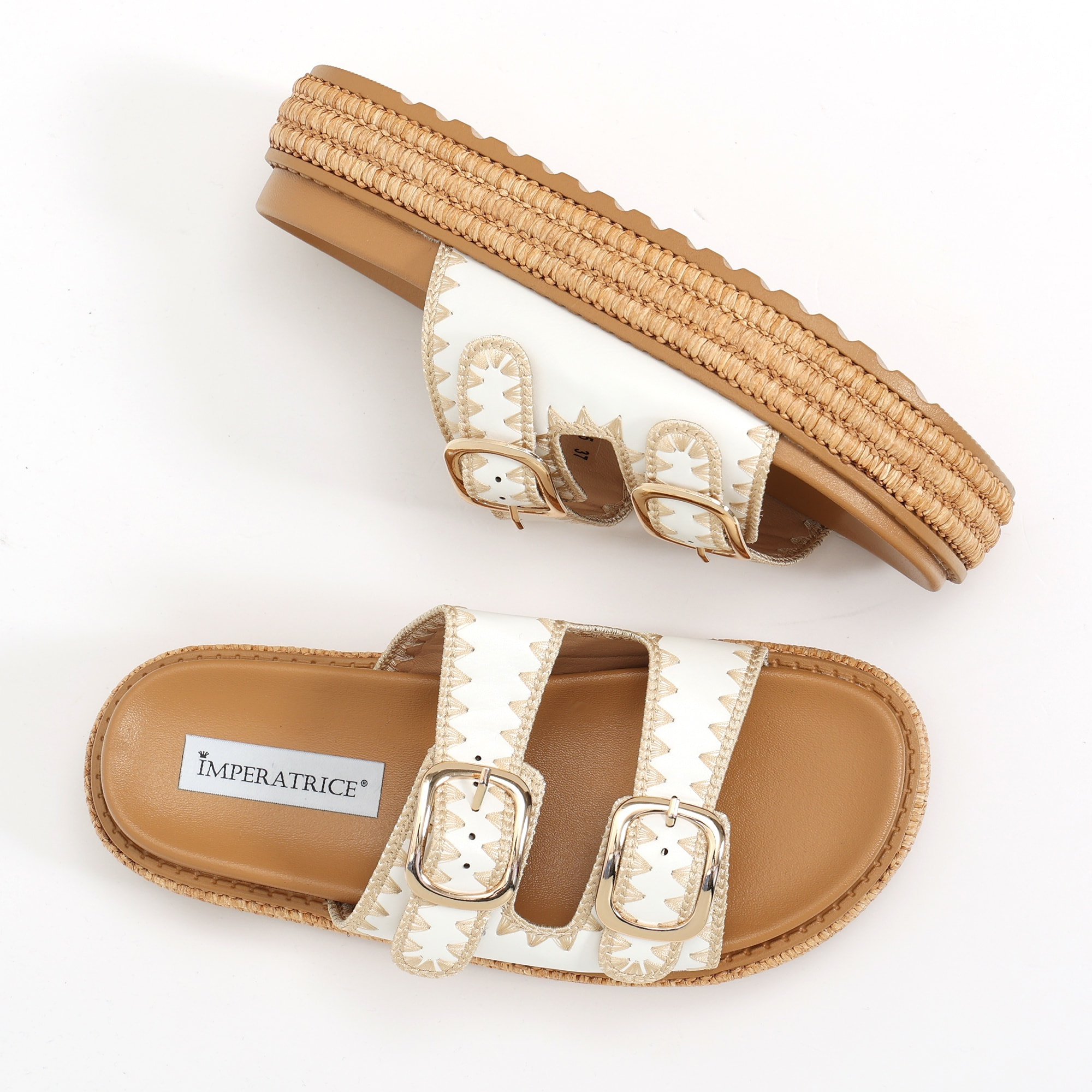 Sandali platform in simil pelle con fibbie color oro