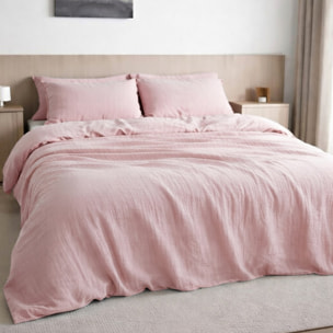 Housse de couette 100% gaze de coton lavé rose lotus