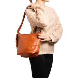 Borsa a secchiello  da donna In Vera pelle Made in Italy 25x28x14 cm