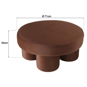 LEOPOLD - Pouf forme design n°1 en tissu effet velours marron