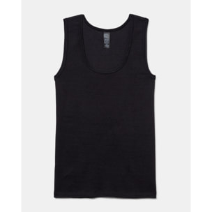 Camiseta de tirantes anchos de patrón básico con escote redondo ligeramente escotado