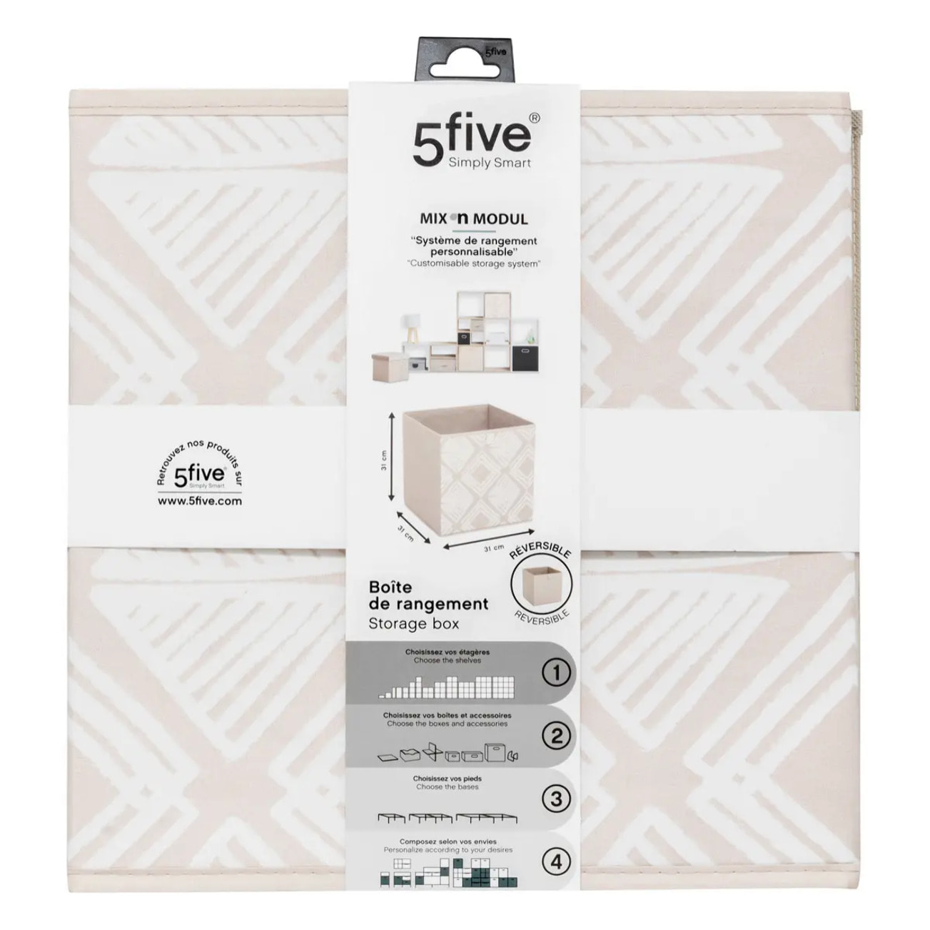Boîte de rangement "Mix  n  Modul" motif bohema 31x31cm