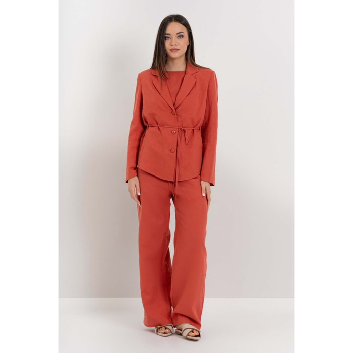 Kocca - Giacca blazer da donna in lino e cotone con cintura Donna