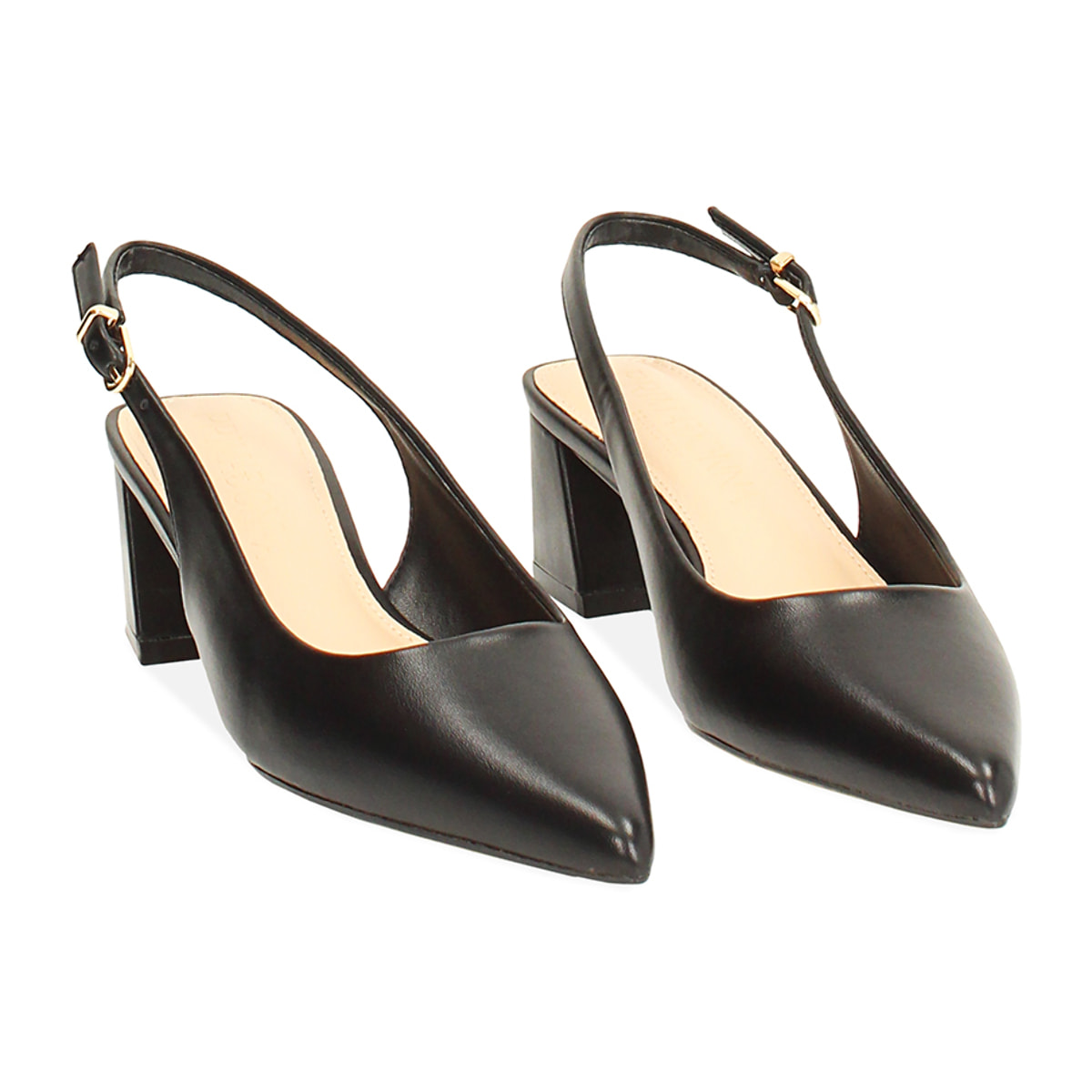 Zapato destalonado negro tacón 4,9 cm