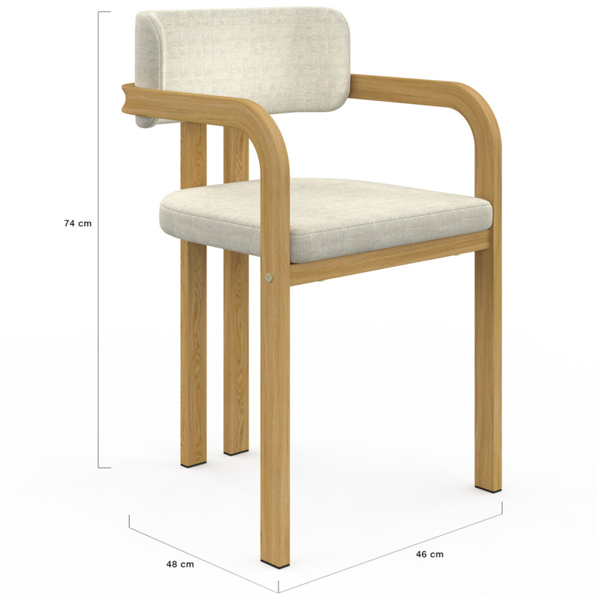 Chaises Elsa avec accoudoirs tissu beige pieds effet bois - lot de 4
