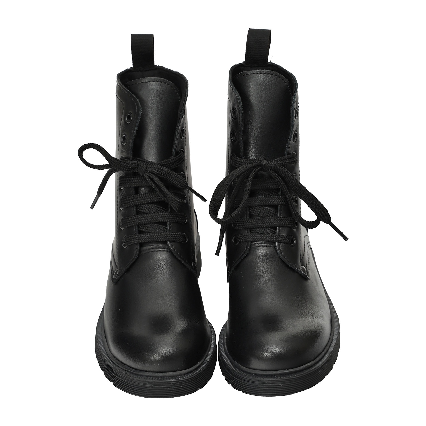 Anfibi in vera pelle con stringhe - tacco 3,0 cm