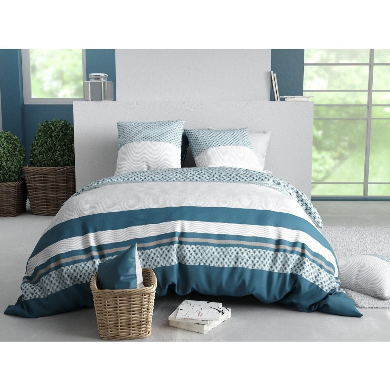 Parure housse de couette imprimée + 2 taies Nocturne