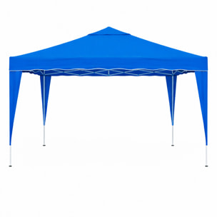 Gazebo Pieghevole 3x4 M in Acciaio con Telo Idrorepellente 160 g/m² Anti-UV Struttura Robusta Apertura Rapida a Fisarmonica con Borsa e 4 Sacche Blu