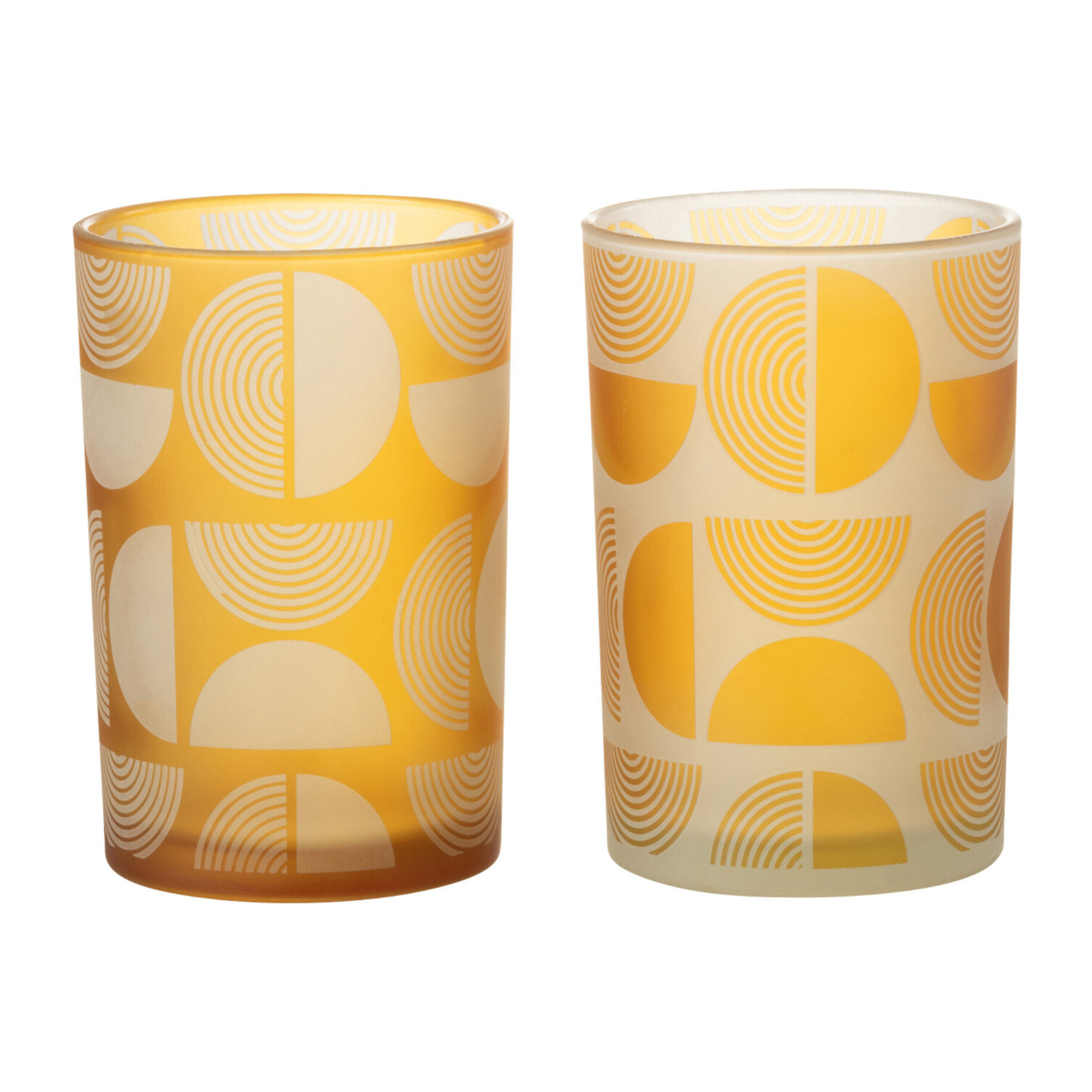 J-Line photophore Demi Cercles - verre - orange - large - 2 pcs