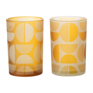 J-Line photophore Demi Cercles - verre - orange - large - 2 pcs