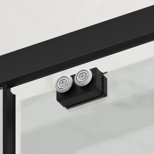 TEX BB Porte de douche 110x195cm coulissante anticalcaire avec profilés noir mat  (SATTEXDBB110CT)