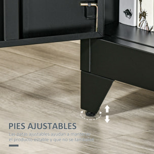 Armario de Almacenamiento Aparador de Metal con Doble Puerta Cierre Magnético y 2 Estantes Ajustables para Oficina Salón Dormitorio 75x33x110 cm Negro