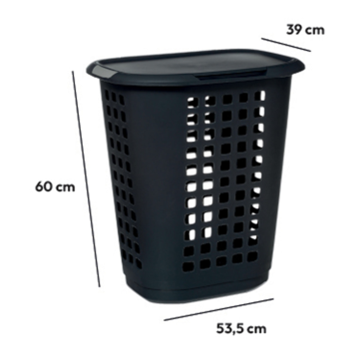 Panier à linge plastique 63L Gris Hugger
