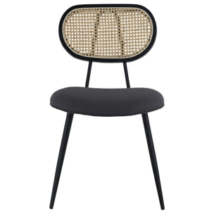 Lot de 2 chaises en cannage et tissu boucle gris ELENA