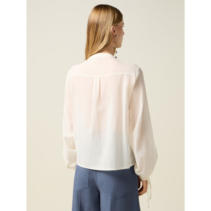 Oltre - Camisa con volantes - Blanco