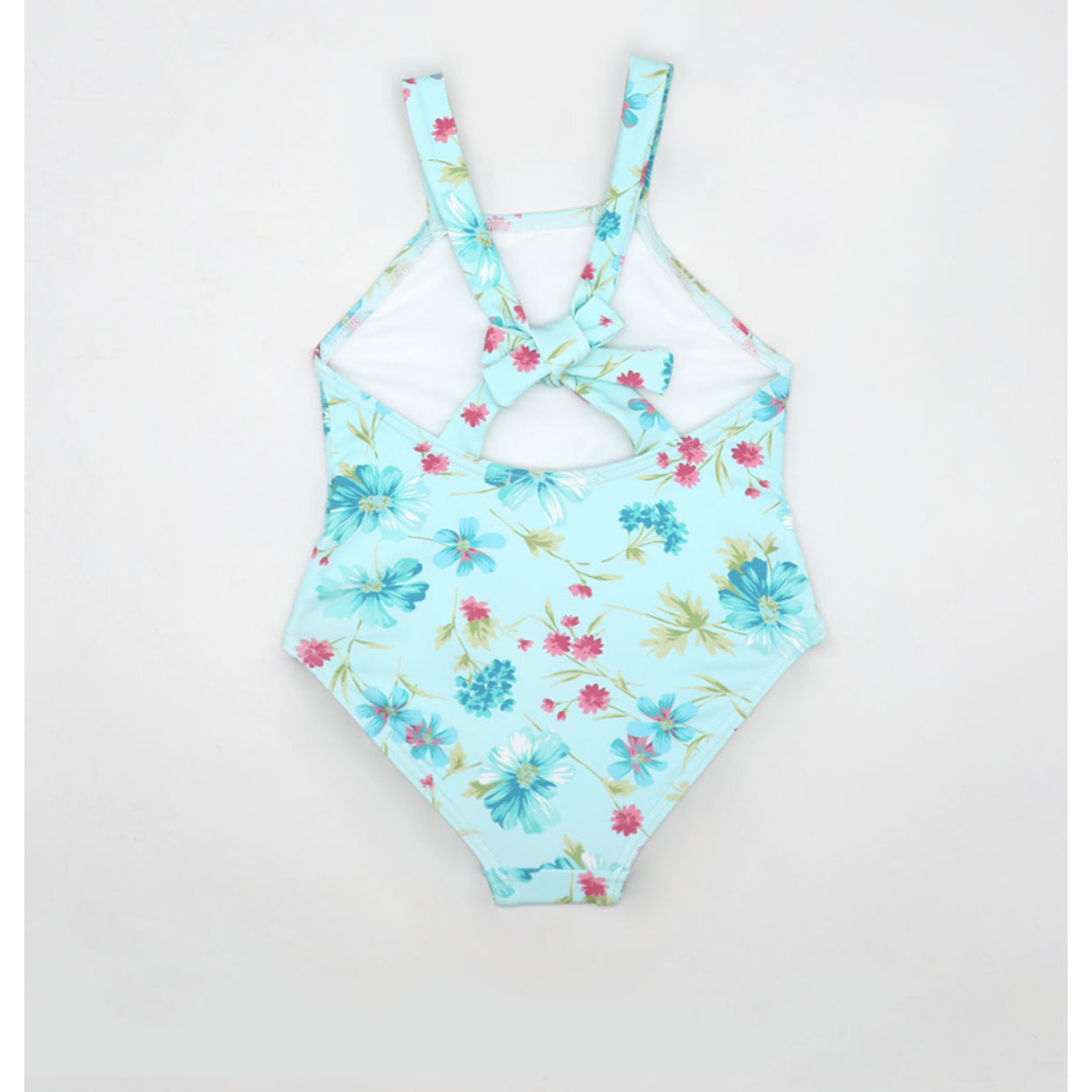 BAÑADOR FLOR AZUL GRANDE VOLANTE PECHO Y LAZO ESPALDA