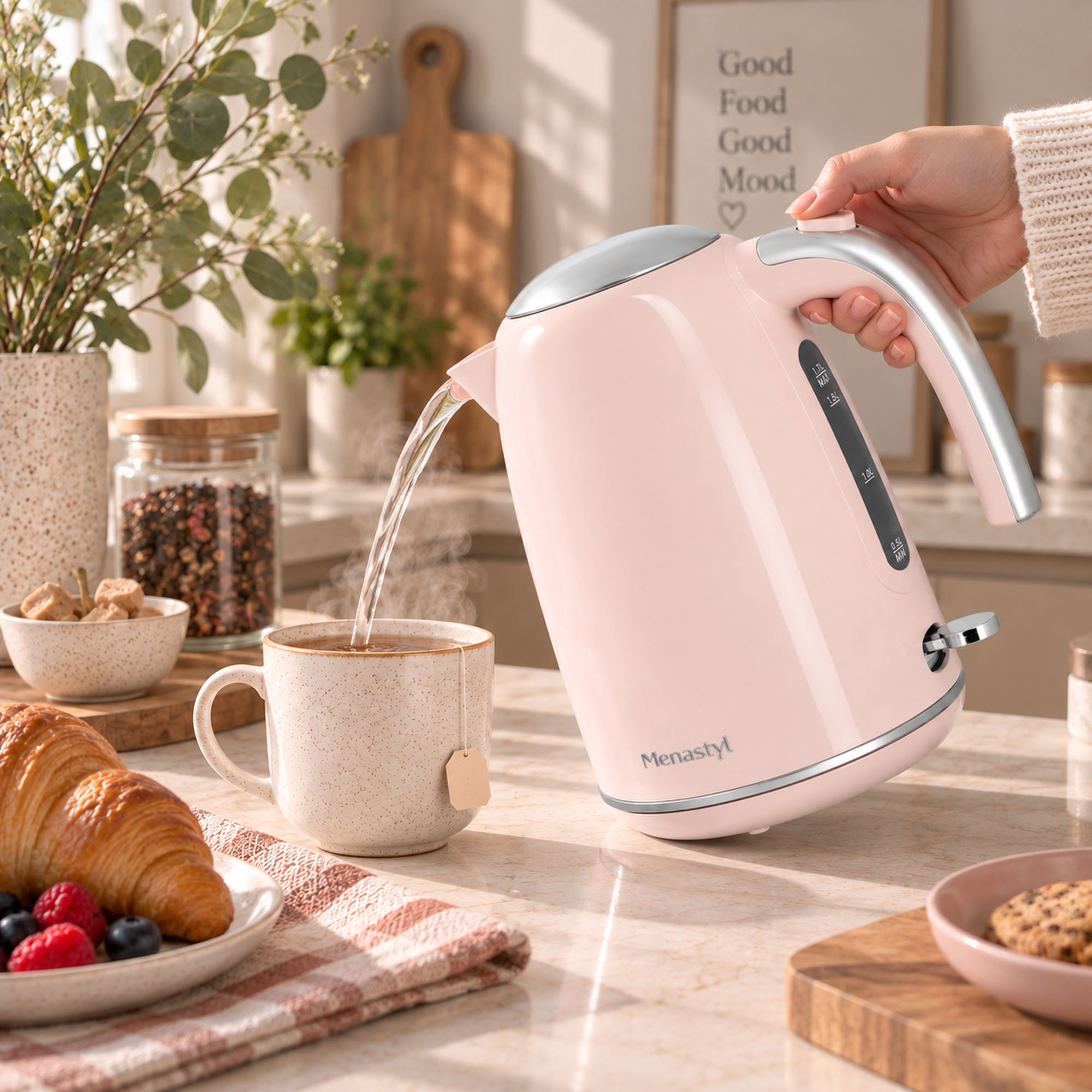 Bouilloire en acier inoxydable 1,7L rose RETRO
