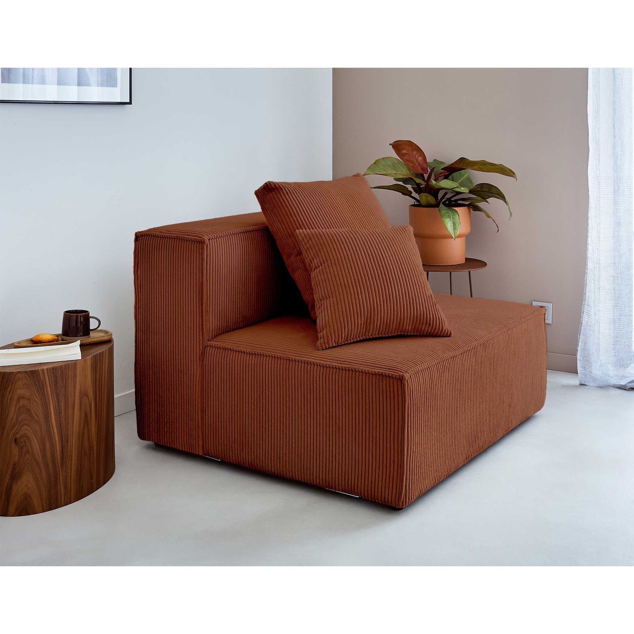 Colombine - module d'assise - en velours côtelé - Terracotta