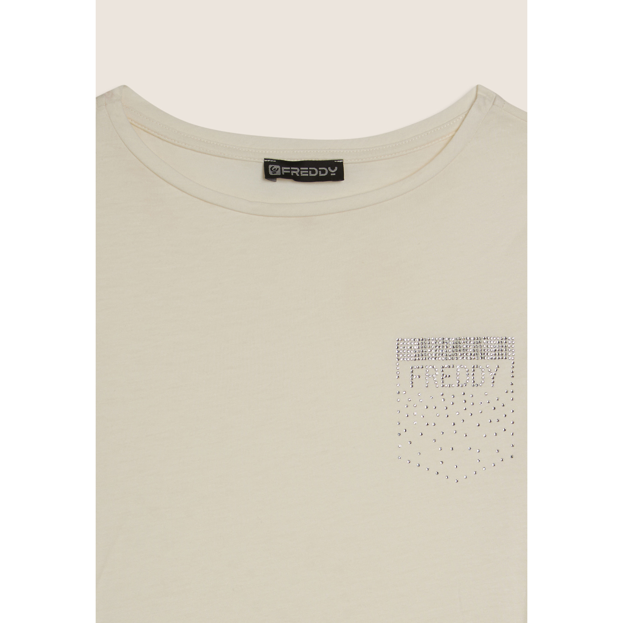 T-shirt manica corta con strass a forma di taschino FREDDY