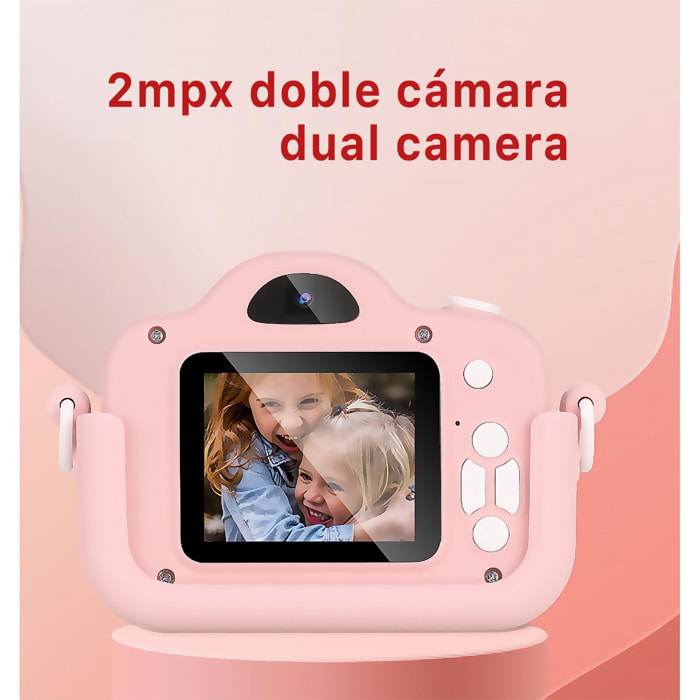 Cámara infantil A3x de fotos y video. 40mpx y video FHD. Cámara trasera para selfies, juegos incorporados.