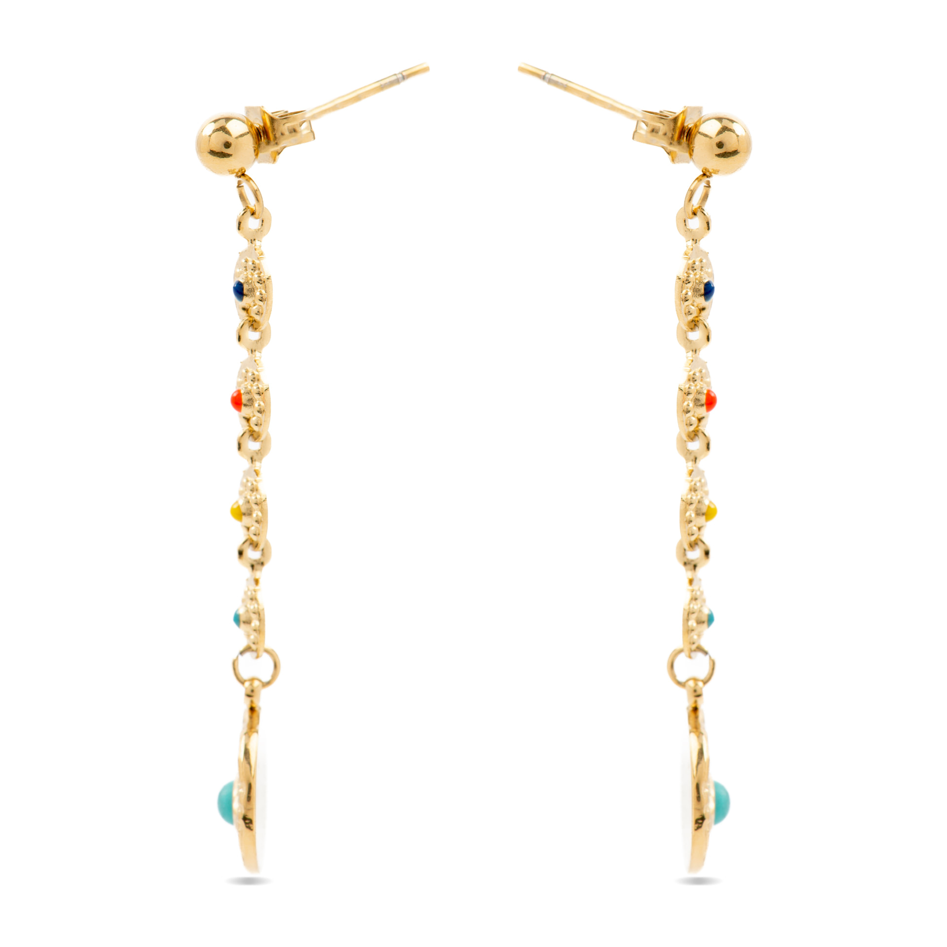 Pendientes de Turquesa acabados en oro amarillo de 18K- Elbi