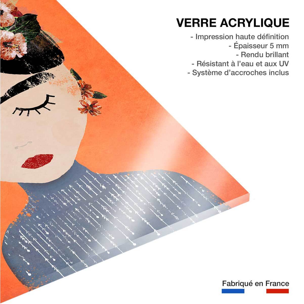 Tableau art frida orange  Tableau plexiglas