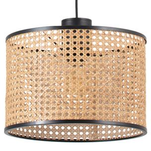 MAMBO 320 Lampada sospensione nera/ratan con spina