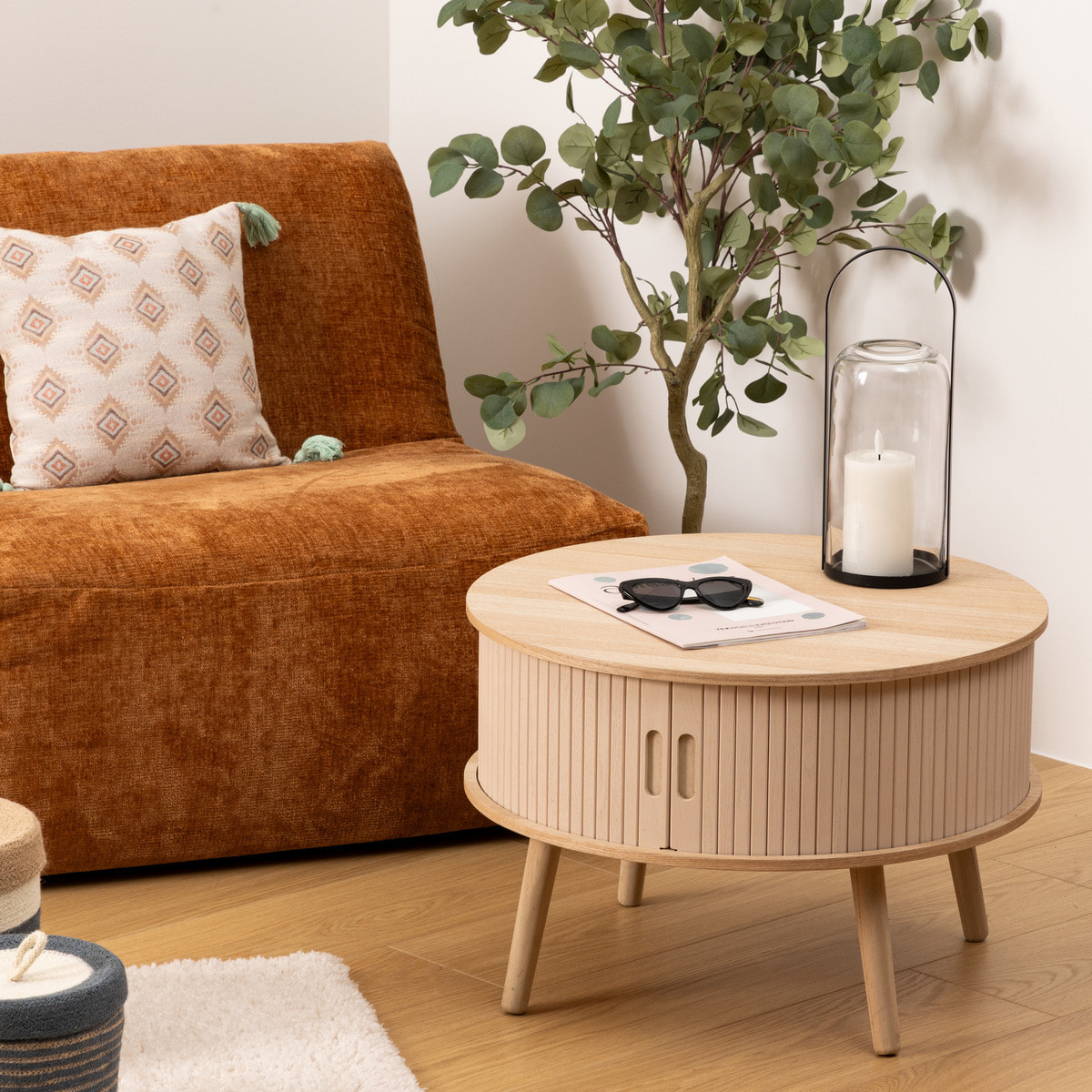 Table basse 2 portes "Nysos" beige 60x60x40,7cm