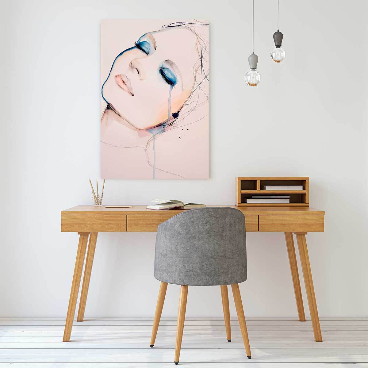 Tableau romantique portrait de femme bleu nuit  Tableau plexiglas