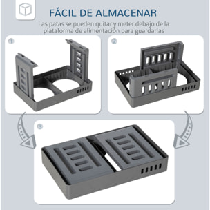 Comedero Elevado para Perros con 2 Platos Desmontables Ajustable 44x27,7x28cm