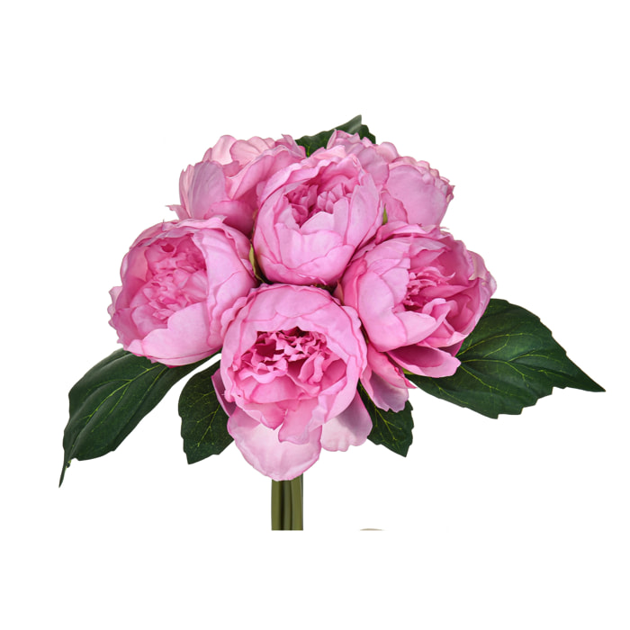 Mazzo Di Peonie Con 6 Fiori. Altezza 28 Cm - Pezzi 6 - 15X28X15cm - Colore: Rosa - Bianchi Dino - Fiori Artificiali