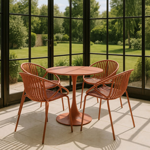 Lot de 4 fauteuils de table brique en polypropylène et métal  CALYPSO