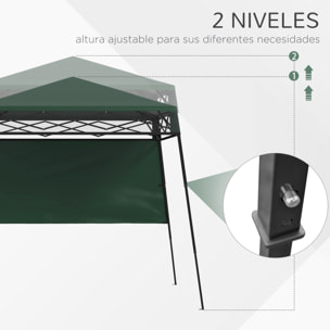 Carpa Plegable 220x220x200 cm Cenador Plegable con 1 Pared Lateral Bolsa de Transporte Impermeable y Protección UV50+ para Jardín Patio Verde