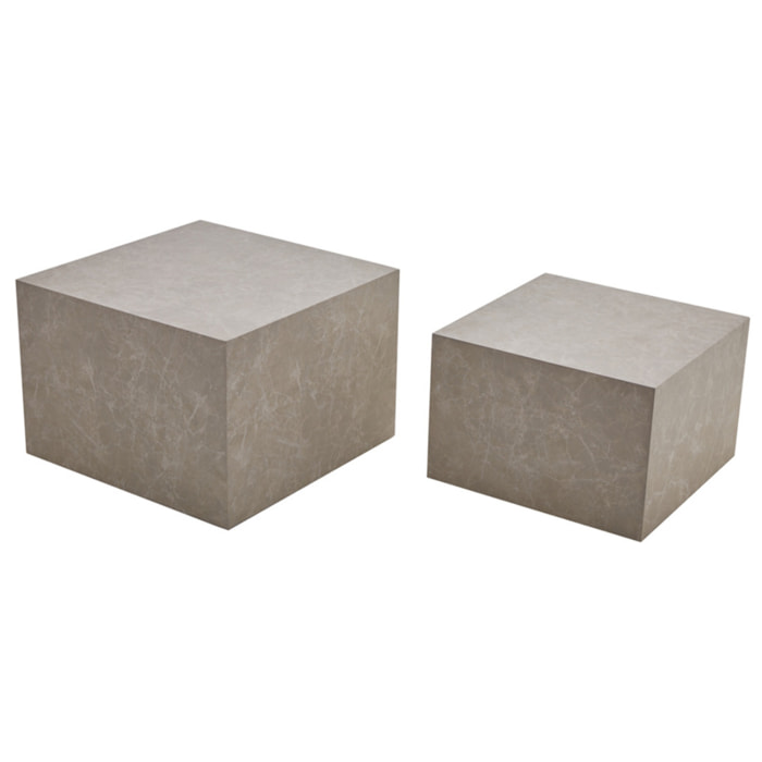 Fabio - lot de 2 tables basses - marbre gris - Gris