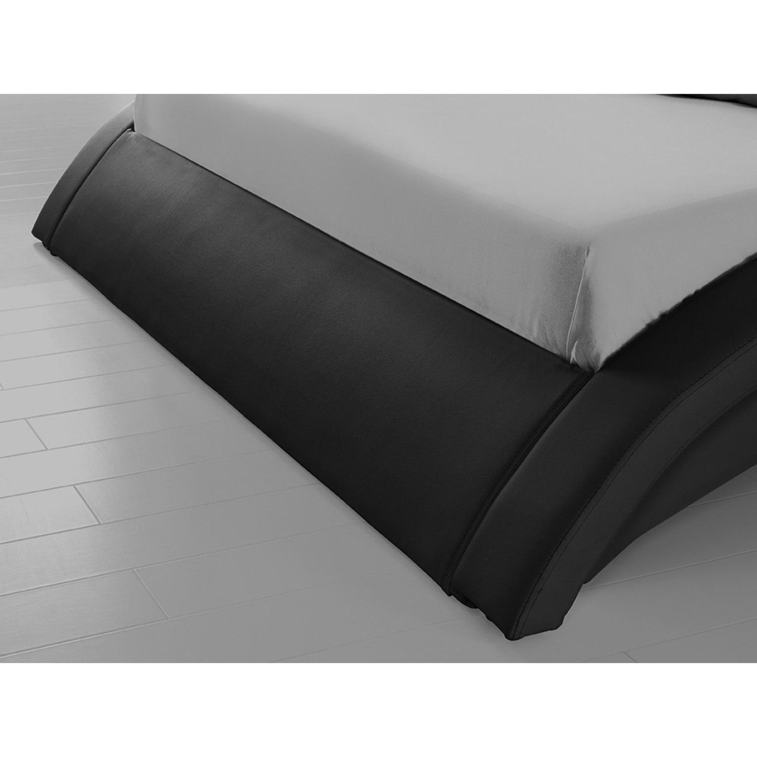 Cadre de lit avec LED 140 x 190 cm en PU noir JULIA