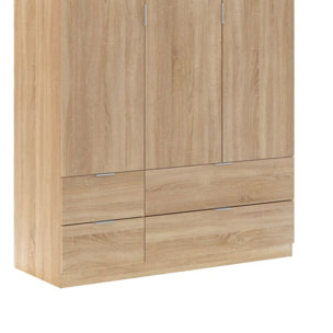 Armario Magan 3 puertas y 4 cajones Roble Canadian