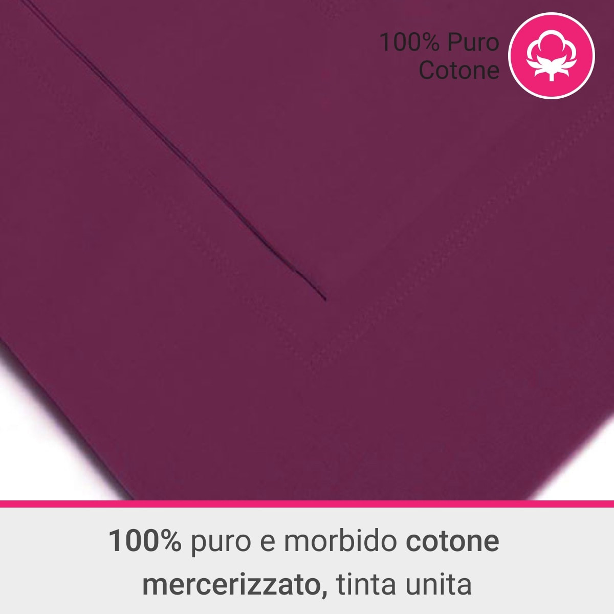 Coppia Federe 3 volani IPERSAN Puro Cotone Prugna