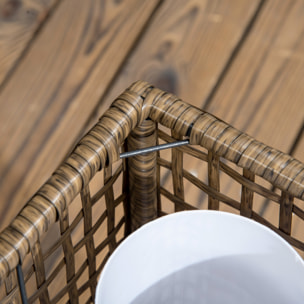 Linterna de Jardín de Ratán Sintético Farola Solar con Luces LED Encendido y Apagado Automático para Terraza Balcón Patio 15,5x15,5x46 cm Arena