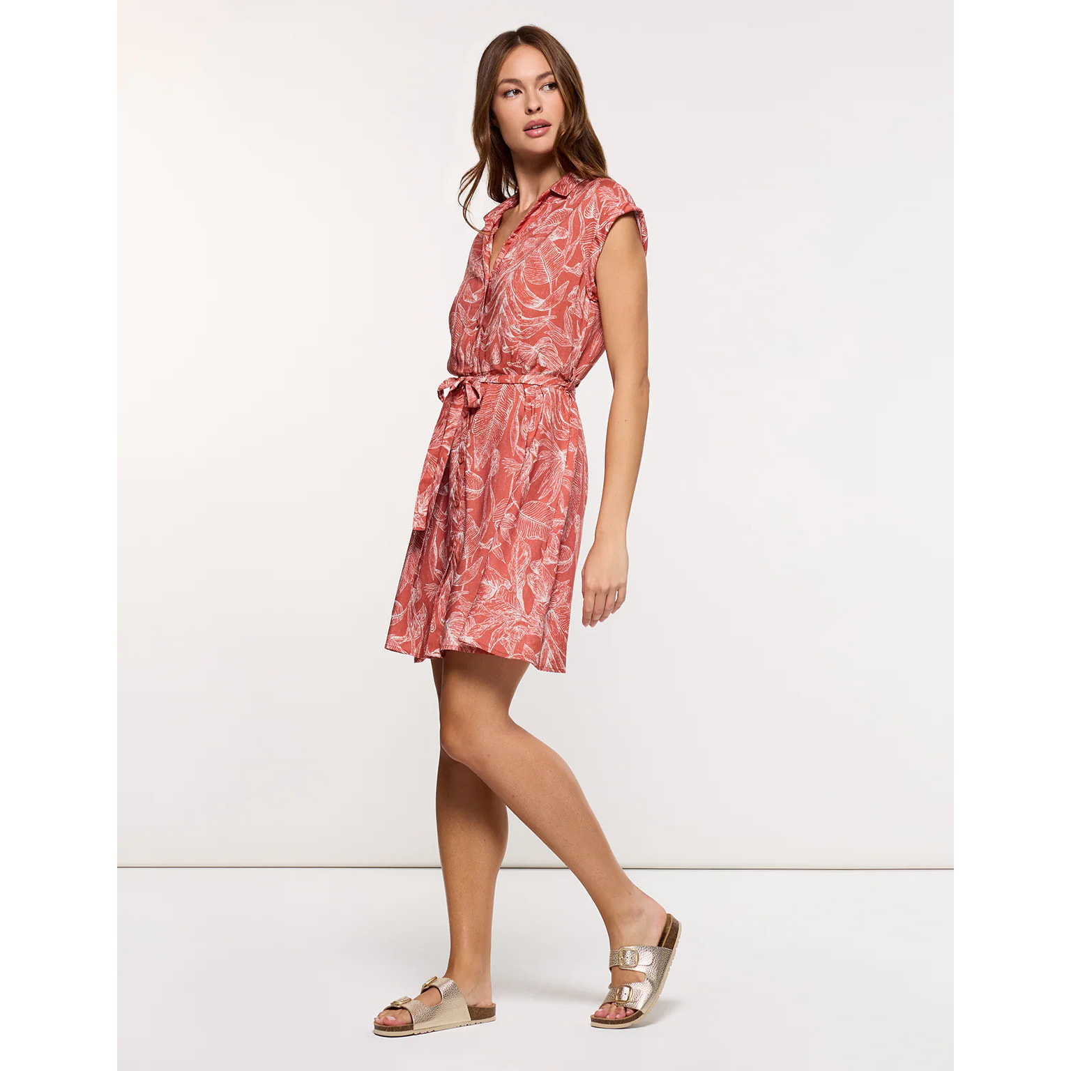 Vestido Manga Corta Naranja - Luminjur