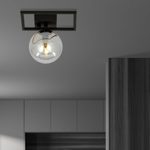 Lampada da soffitto Imago in acciaio nero opaco e vetro grafite