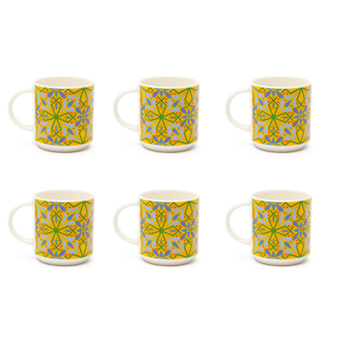Set 6 Tazze Caffè Excelsa – Puebla, New Bone China Multicolore