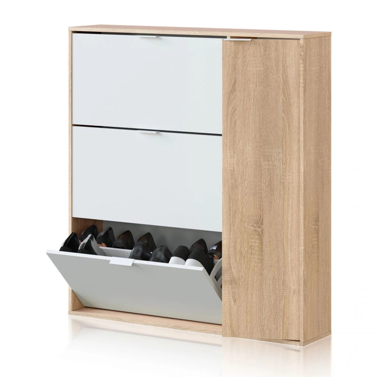 Zapatero Eris 4 Puertas Blanco Artik (Blanco Mate) - Roble Canadian